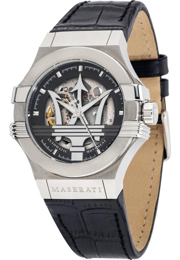  Shop Authentic Maserati Potenza Automatic Black Dial Black Leather Strap Watch For Men - R8821108038 - Luxxuri