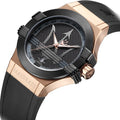  Shop Authentic Maserati Potenza Black & Rose Gold Dial Black Rubber Strap Watch For Men - R8851108002 - Luxxuri