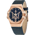  Shop Authentic Maserati Potenza 42mm Rose Gold & Blue Dial Blue Leather Strap Watch For Men - R8851108027 - Luxxuri