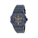  Shop Authentic Maserati Potenza Black Dial 42mm Blue Leather Strap Watch For Men - R8851108007 - Luxxuri