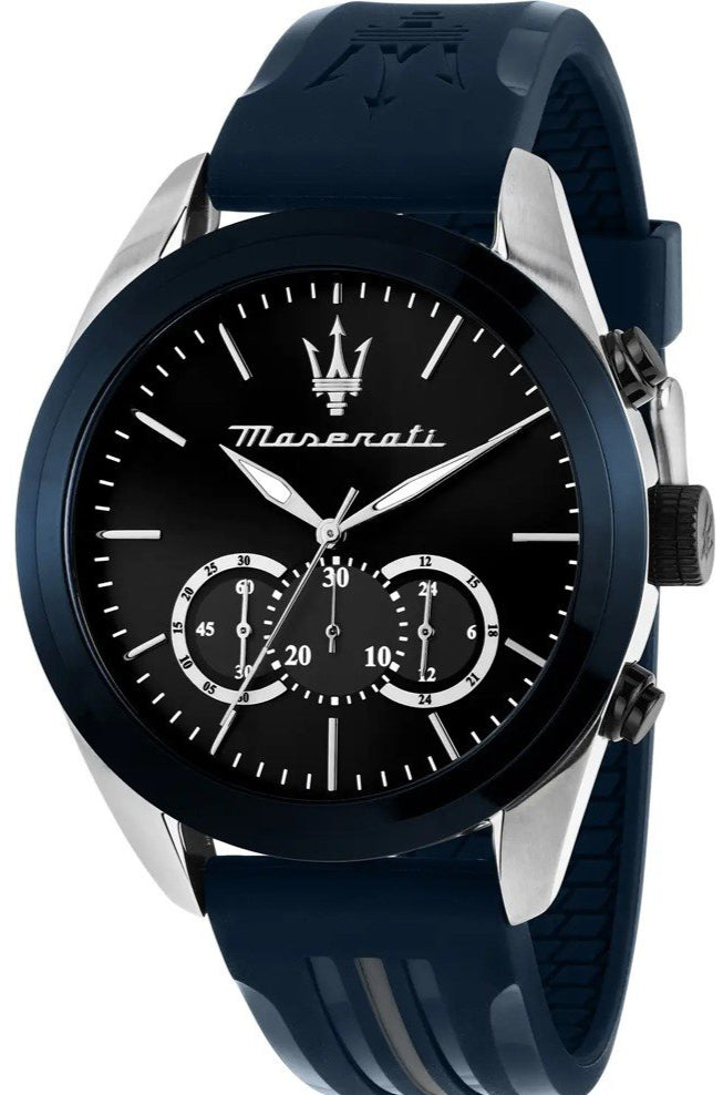  Shop Authentic Maserati Traguardo Chronograph Blue Dial Black Silicone Strap Watch For Men - R8871612046 - Luxxuri