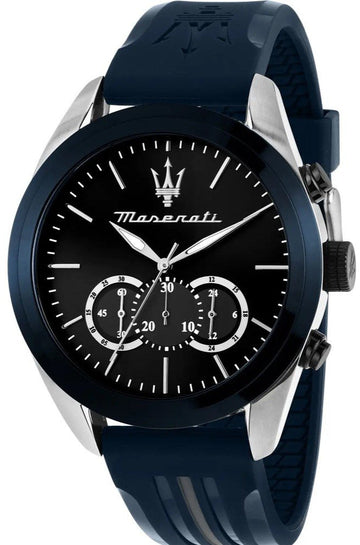  Shop Authentic Maserati Traguardo Chronograph Blue Dial Black Silicone Strap Watch For Men - R8871612046 - Luxxuri