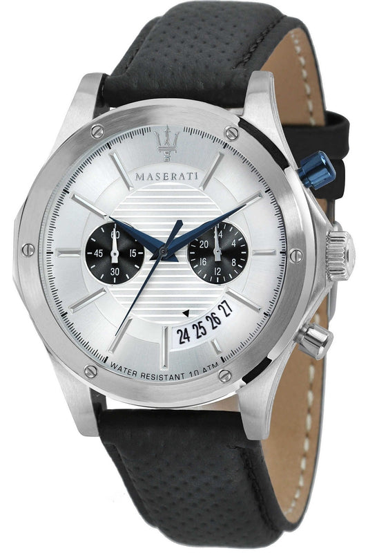  Shop Authentic Maserati Circuito Chronograph Analog White Dial Black Leather Strap Watch for Men - R8871627005 - Luxxuri