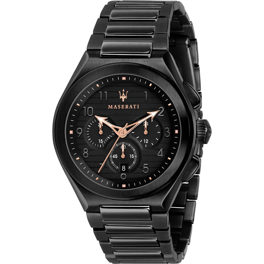  Shop Authentic Maserati Triconic Quartz Black Dial Black Steel Strap Watch For Men - R8873639003 - Luxxuri