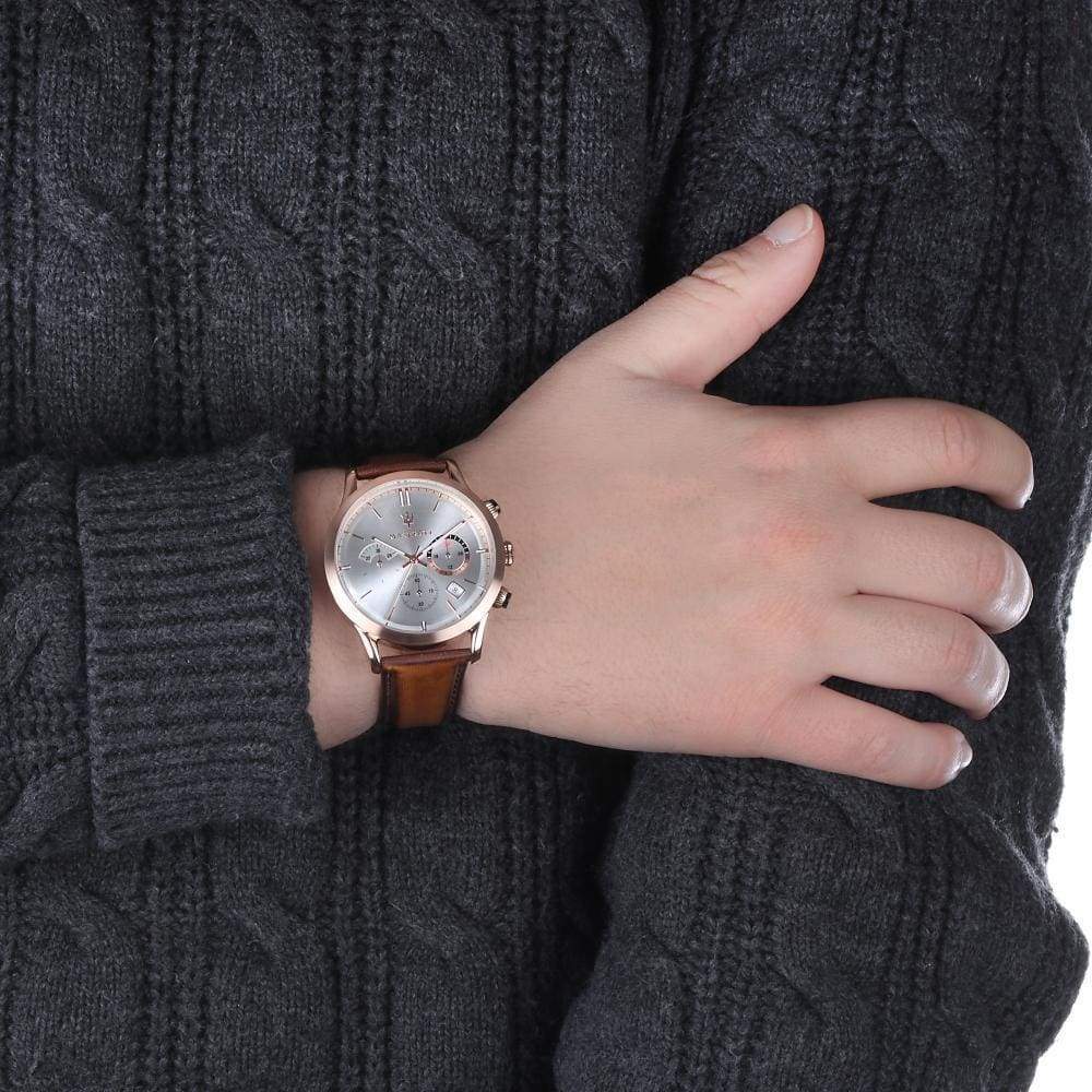  Shop Authentic Maserati Ricordo Chronograph Silver Dial Brown Leather Strap Watch For Men - R8871633002 - Luxxuri
