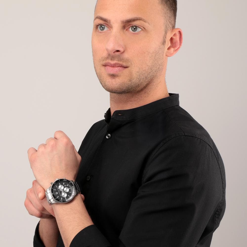  Shop Authentic Maserati SFIDA Chronograph Black Dial Silver Steel Strap Watch For Men - R8873640004 - Luxxuri