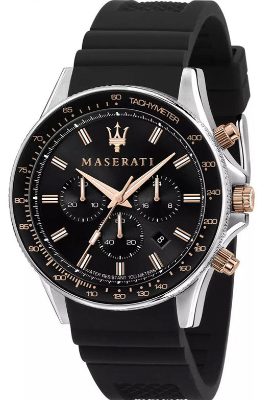  Shop Authentic Maserati SFIDA 44mm Black Silicon Chronograph Watch For Men - R8871640002 - Luxxuri