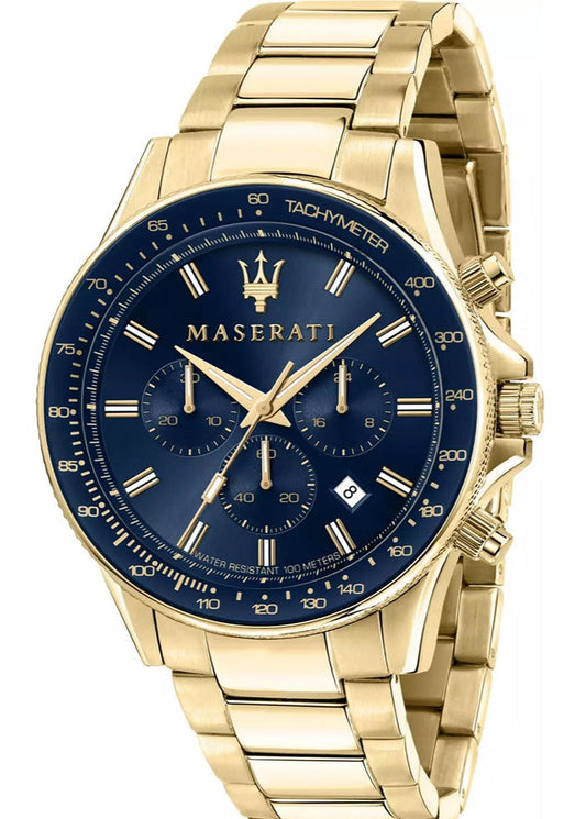  Shop Authentic Maserati SFIDA Analog Blue Dial Gold Stainless Steel Watch For Men - R8873640008 - Luxxuri