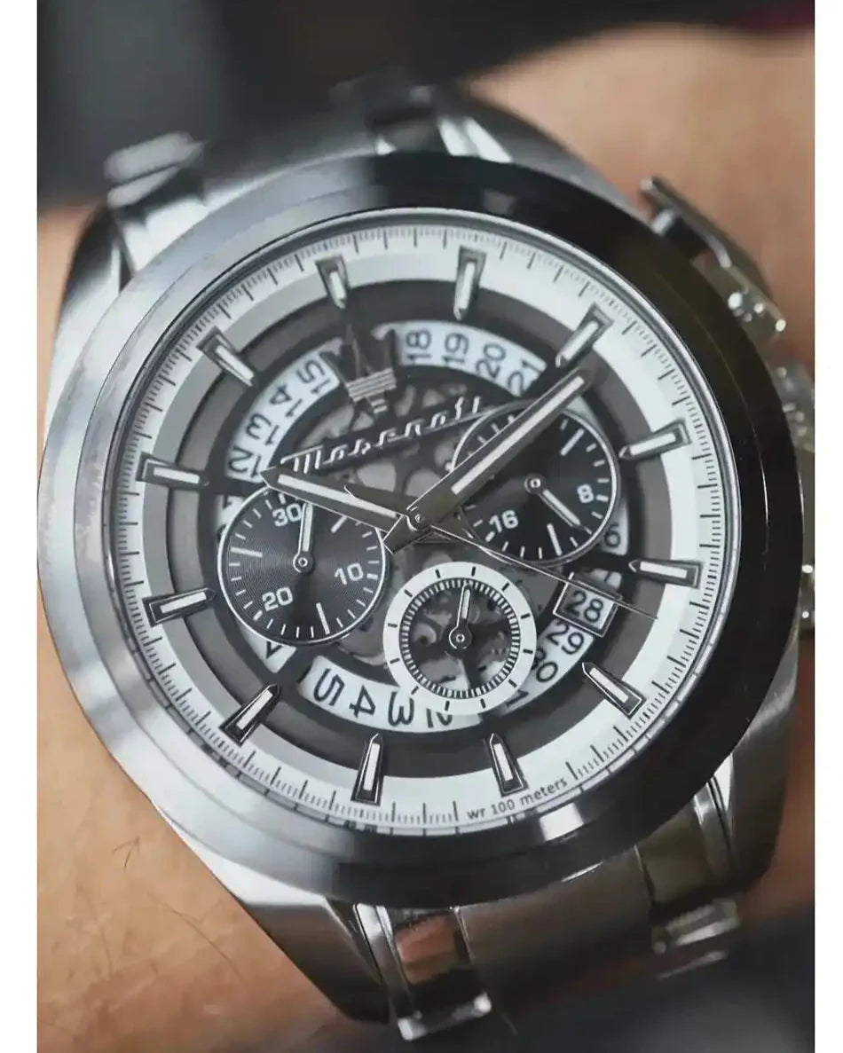  Shop Authentic Maserati Traguardo Chronograph Black Dial Silver Steel Strap Watch For Men - R8873612059 - Luxxuri