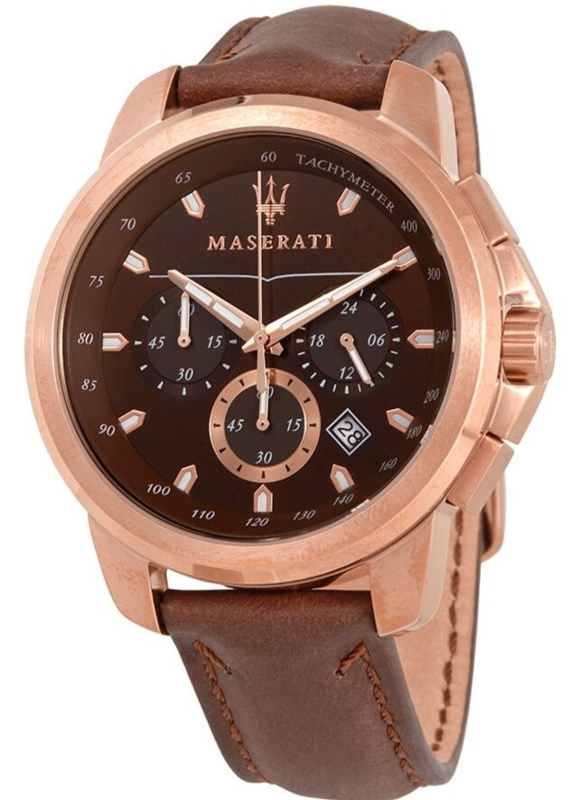  Shop Authentic Maserati Successo Brown Dial Brown Leather Strap Watch For Men - R8871621004 - Luxxuri