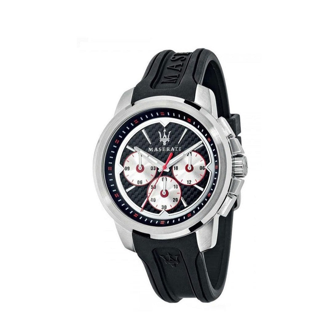  Shop Authentic Maserati SFIDA Chronograph Black Silver Dial Black Rubber Strap Watch For Men - R8851123001 - Luxxuri