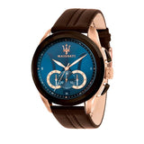  Shop Authentic Maserati Traguardo Chronograph Blue Dial Brown Leather Strap Watch For Men - R8871612024 - Luxxuri