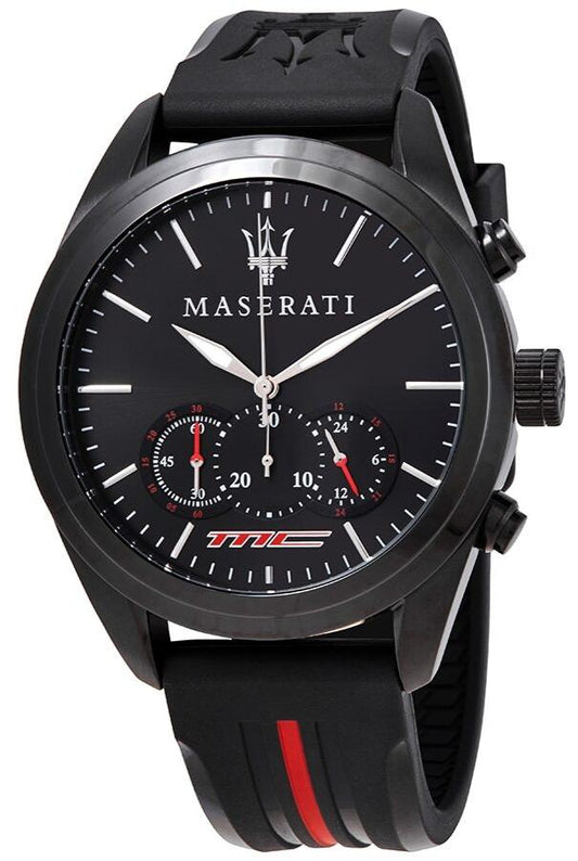  Shop Authentic Maserati Traguardo Chronograph Black Dial Black Rubber Strap Watch For Men - R8871612004 - Luxxuri