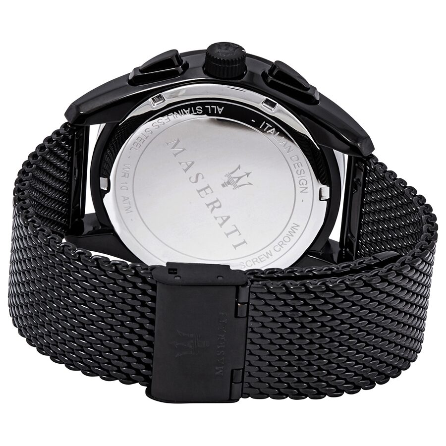 Maserati Traguardo Chronograph Black Dial Black Mesh Bracelet Watch For Men - R8873612031