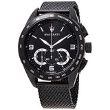  Shop Authentic Maserati Traguardo Chronograph Black Dial Black Mesh Bracelet Watch For Men - R8873612031 - Luxxuri