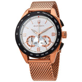  Shop Authentic Maserati Traguardo 45mm Chronograph Rose Gold Mesh Strap White Dial Watch For Men - R8873612011 - Luxxuri