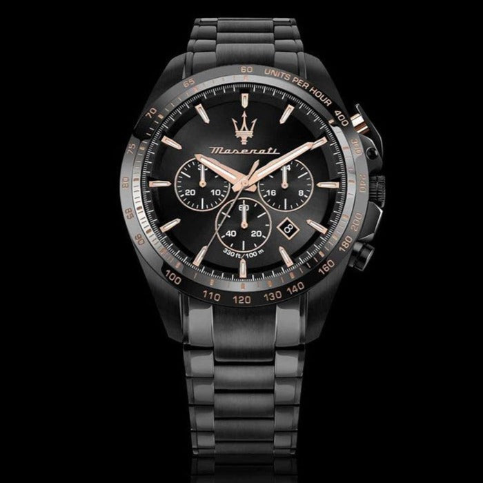  Shop Authentic Maserati Traguardo Chronograph Black Dial Black Steel Strap Watch For Men - R8873612048 - Luxxuri