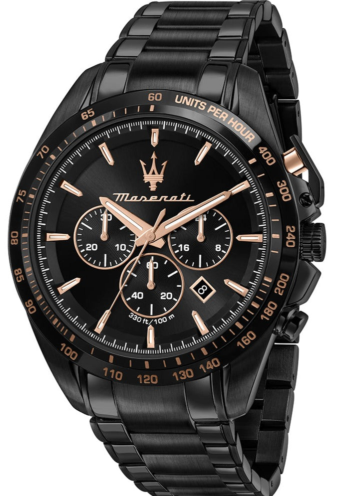 Shop Authentic Maserati Traguardo Chronograph Black Dial Black Steel Strap Watch For Men - R8873612048 - Luxxuri