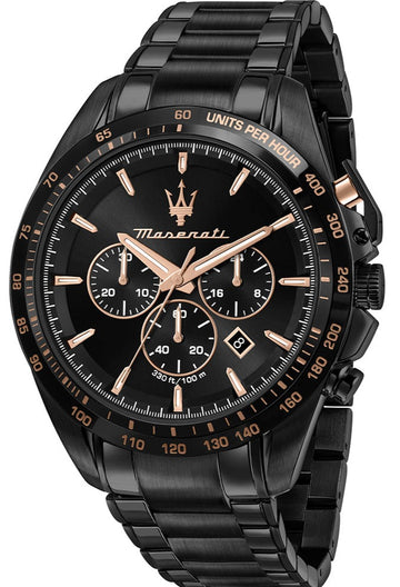  Shop Authentic Maserati Traguardo Chronograph Black Dial Black Steel Strap Watch For Men - R8873612048 - Luxxuri