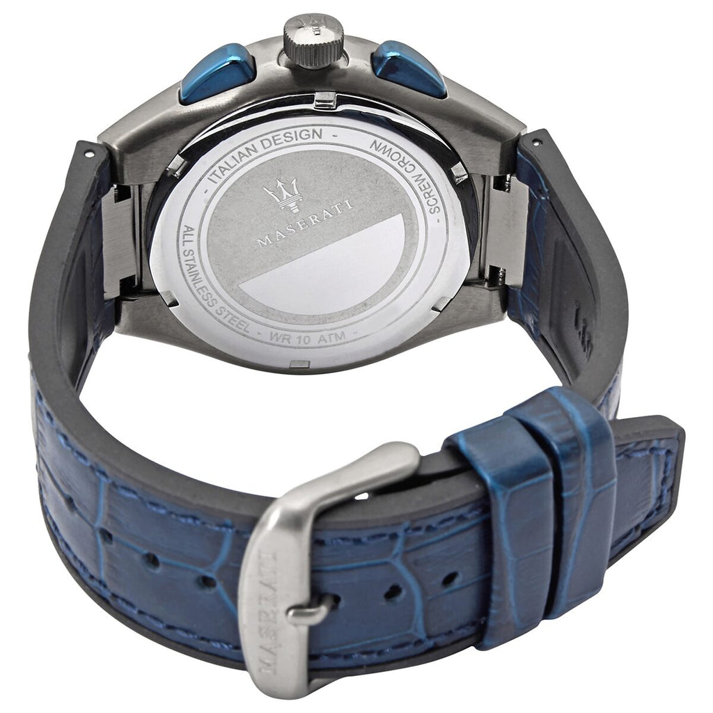  Shop Authentic Maserati Triconic Chronograph White Dial Blue Leather Strap Watch For Men - R8871639001 - Luxxuri