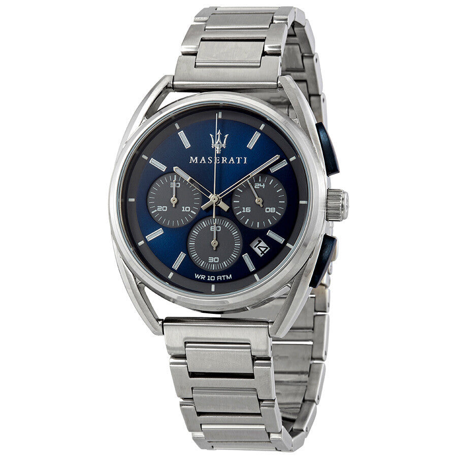  Shop Authentic Maserati Trimarano Chronograph Blue Dial Silver Steel Strap Watch For Men - R8873632004 - Luxxuri