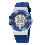  Shop Authentic Maserati Potenza Skeleton Dial Quartz Blue Silicon Watch For Men - R8821108028 - Luxxuri