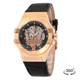  Shop Authentic Maserati Potenza Automatic Skeleton Black Dial Black Leather Strap Watch For Men - R8821108039 - Luxxuri