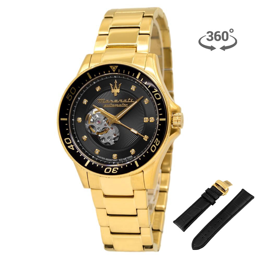  Shop Authentic Maserati SFIDA Black Dial Yellow Gold Toned Watch For Men - R8823140003 - Luxxuri