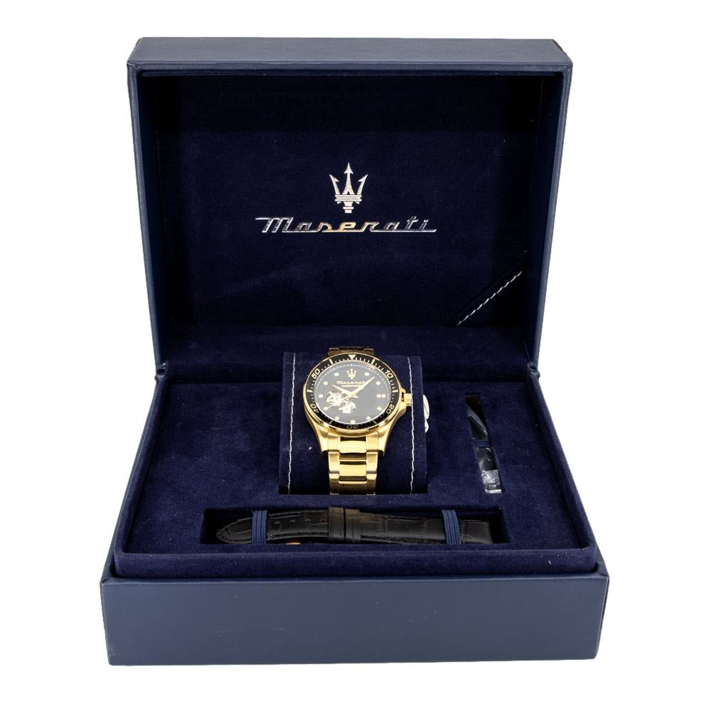  Shop Authentic Maserati SFIDA Black Dial Yellow Gold Toned Watch For Men - R8823140003 - Luxxuri