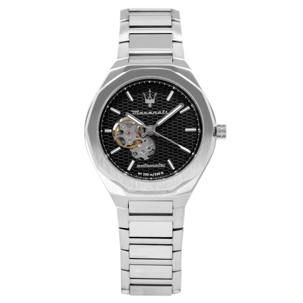  Shop Authentic Maserati Stile Skeleton Automatic Black Dial Silver Steel Strap Watch For Men - R8823142002 - Luxxuri