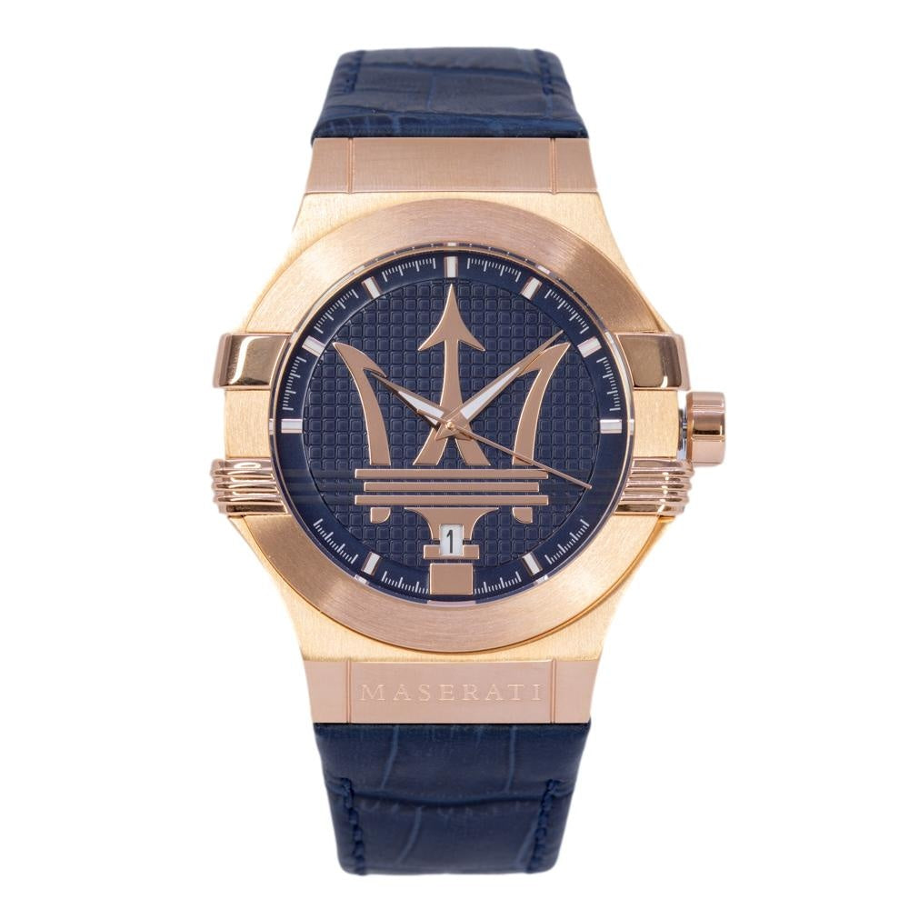  Shop Authentic Maserati Potenza 42mm Rose Gold & Blue Dial Blue Leather Strap Watch For Men - R8851108027 - Luxxuri