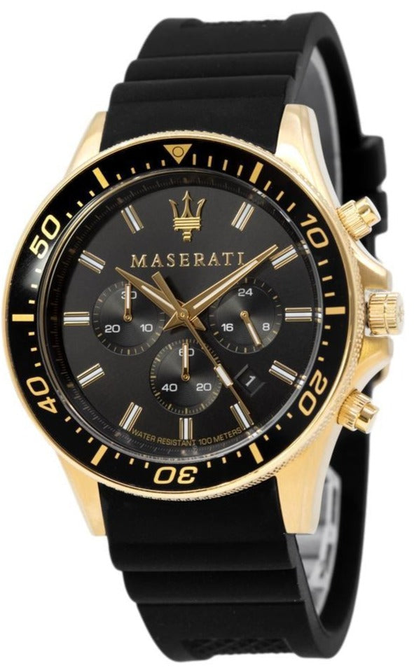  Shop Authentic Maserati SFIDA Chronograph Black Dial Rubber Strap Watch For Men - R8871640001 - Luxxuri