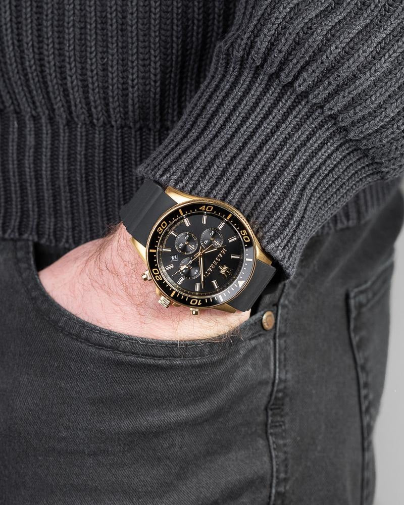  Shop Authentic Maserati SFIDA Chronograph Black Dial Rubber Strap Watch For Men - R8871640001 - Luxxuri