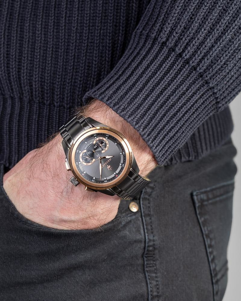  Shop Authentic Maserati Traguardo 45mm Gun Metal Stainless Steel Black Watch For Men - R8873612016 - Luxxuri