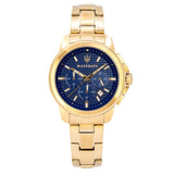  Shop Authentic Maserati Successo Chronograph Blue Dial Gold Steel Strap Watch For Men - R8873621021 - Luxxuri