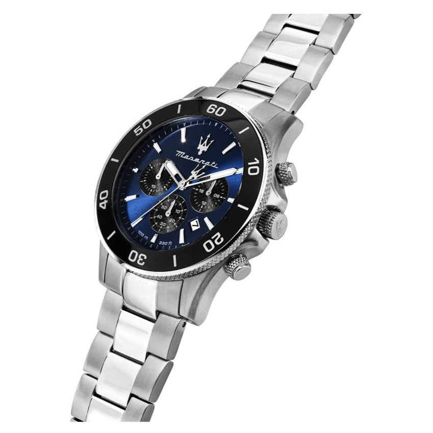  Shop Authentic Maserati Competizione Chronograph Blue Dial Silver Steel Strap Watch For Men - R8873600009 - Luxxuri