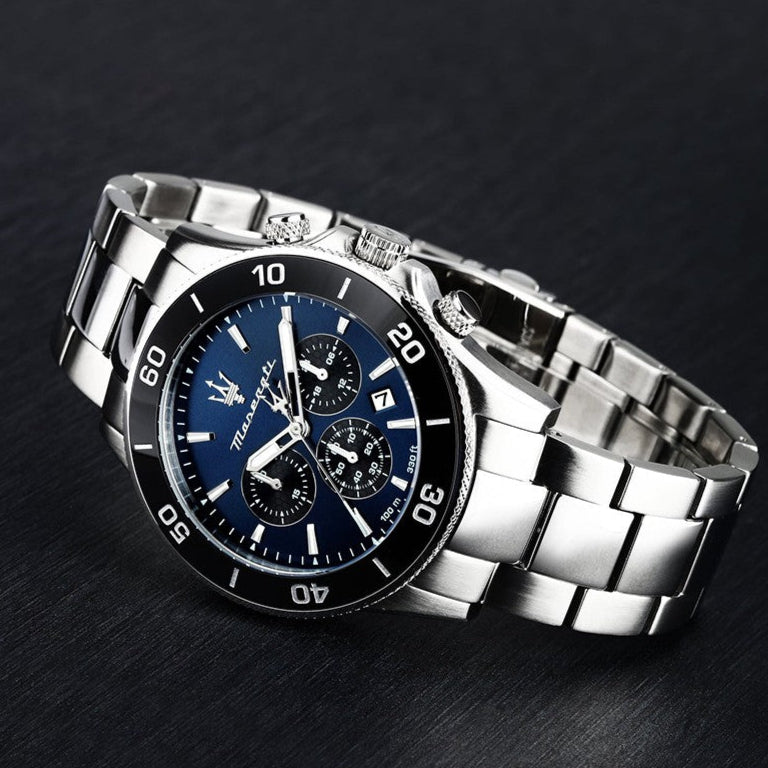  Shop Authentic Maserati Competizione Chronograph Blue Dial Silver Steel Strap Watch For Men - R8873600009 - Luxxuri