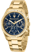  Shop Authentic Maserati Competizione Chronograph Blue Dial Gold Steel Strap Watch For Men - R8853100026 - Luxxuri