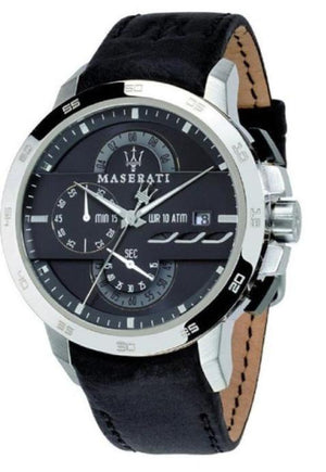  Shop Authentic Maserati Ingegno Chronograph Black Dial Black Leather Strap Watch For Men - R8871619004 - Luxxuri