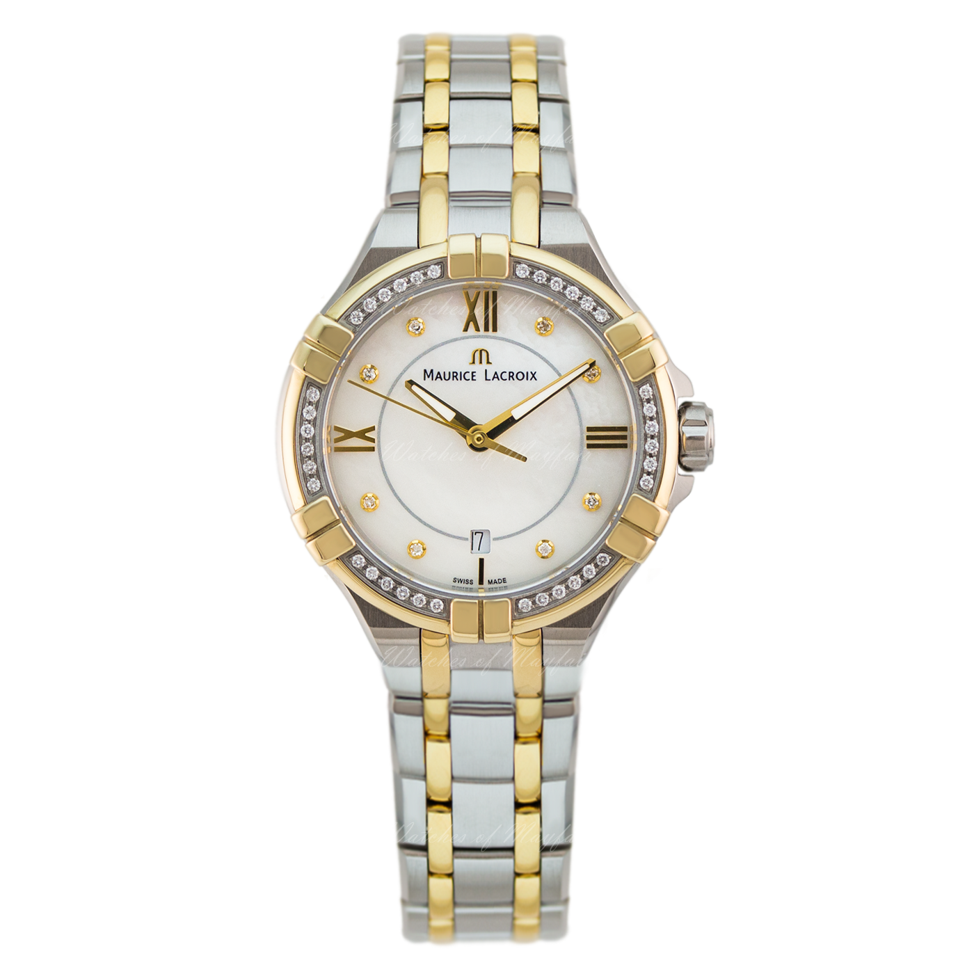  Shop Authentic Maurice Lacroix Aikon Diamonds Mother of Pearl Dial Two Tone Steel Strap Watch for Women - A11006-DY503-171-1 - Luxxuri