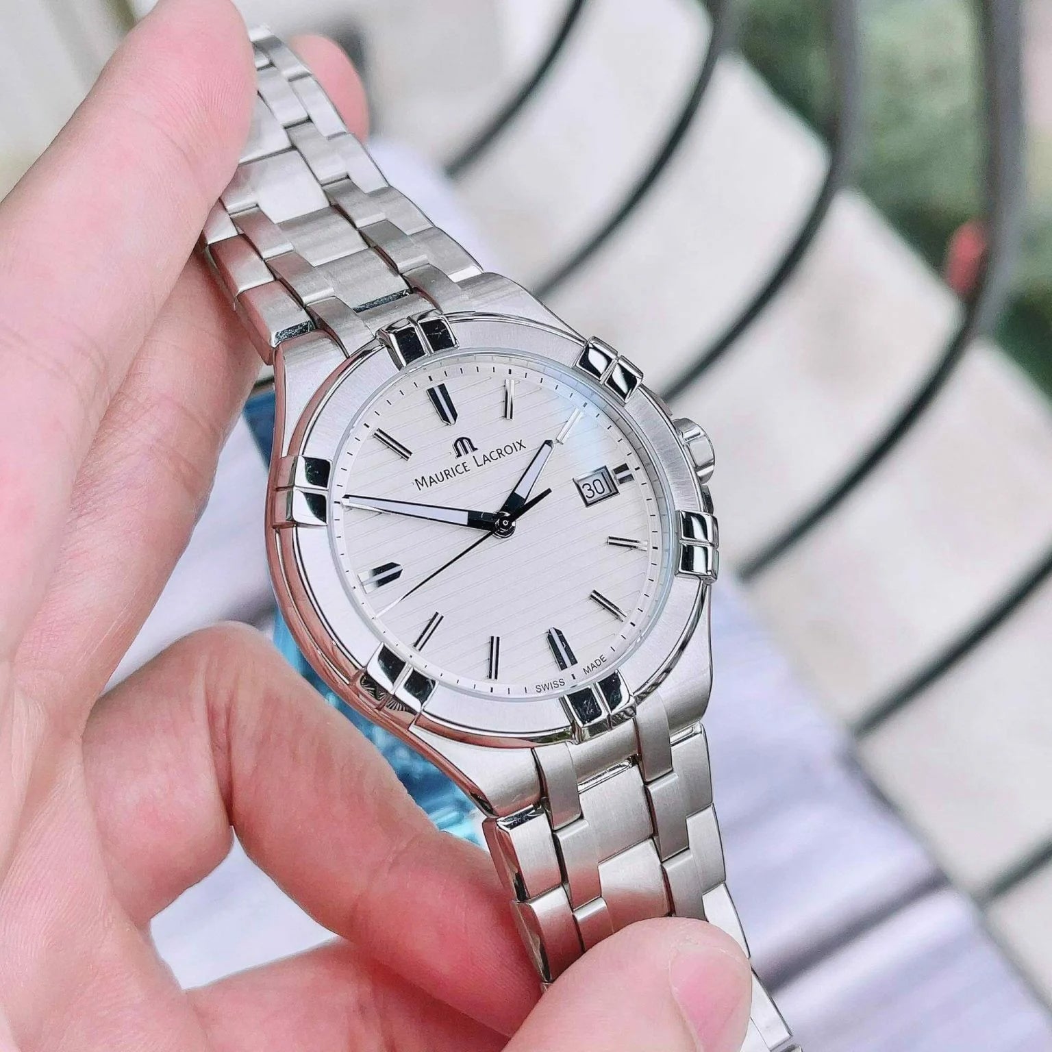  Shop Authentic Maurice Lacroix Aikon Date White Dial Silver Steel Strap Watch for Men - AI1008-SS002-131-1 - Luxxuri