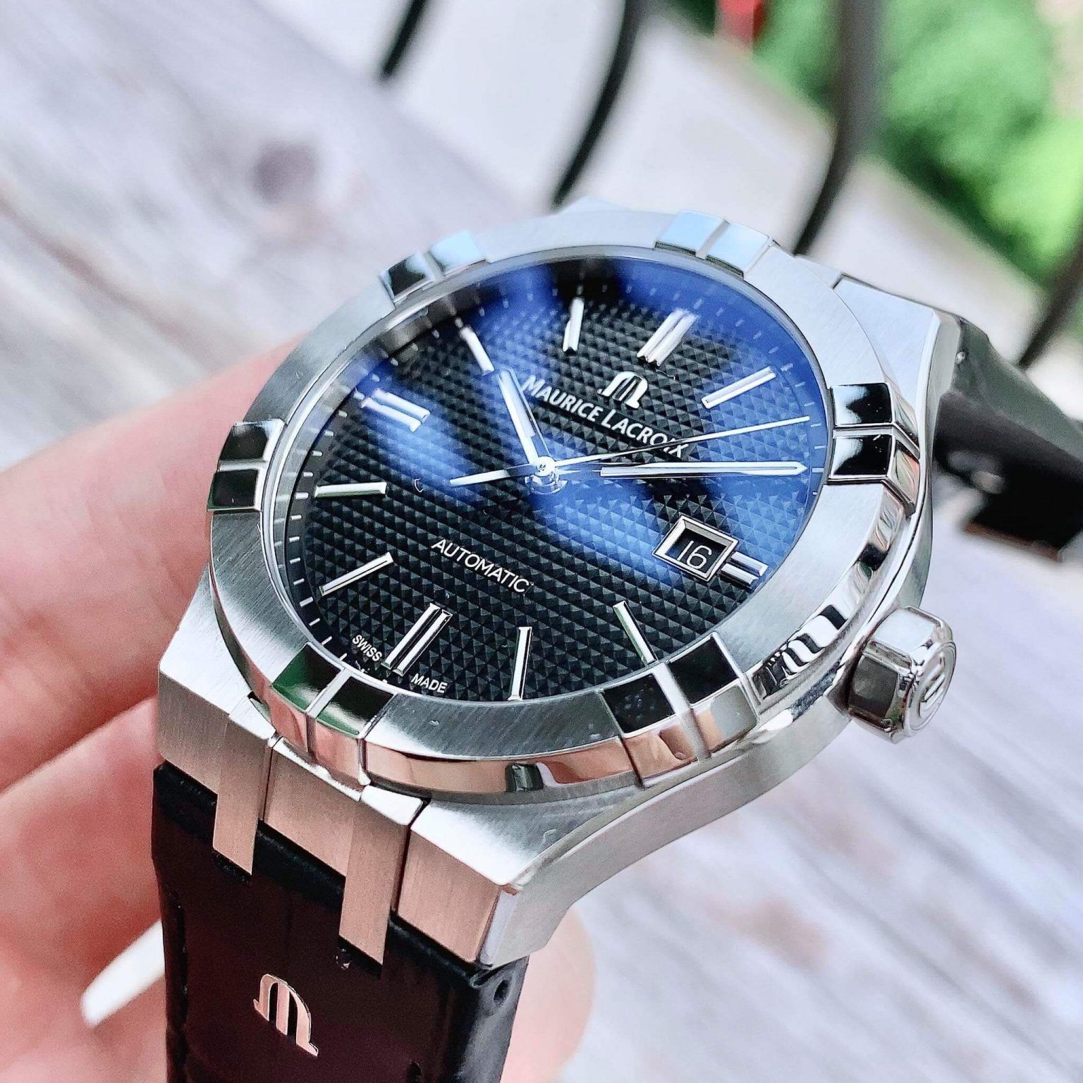  Shop Authentic Maurice Lacroix Aikon Date Automatic Black Dial Black Leather Strap Watch For Men - AI6008-SS001-330-1 - Luxxuri