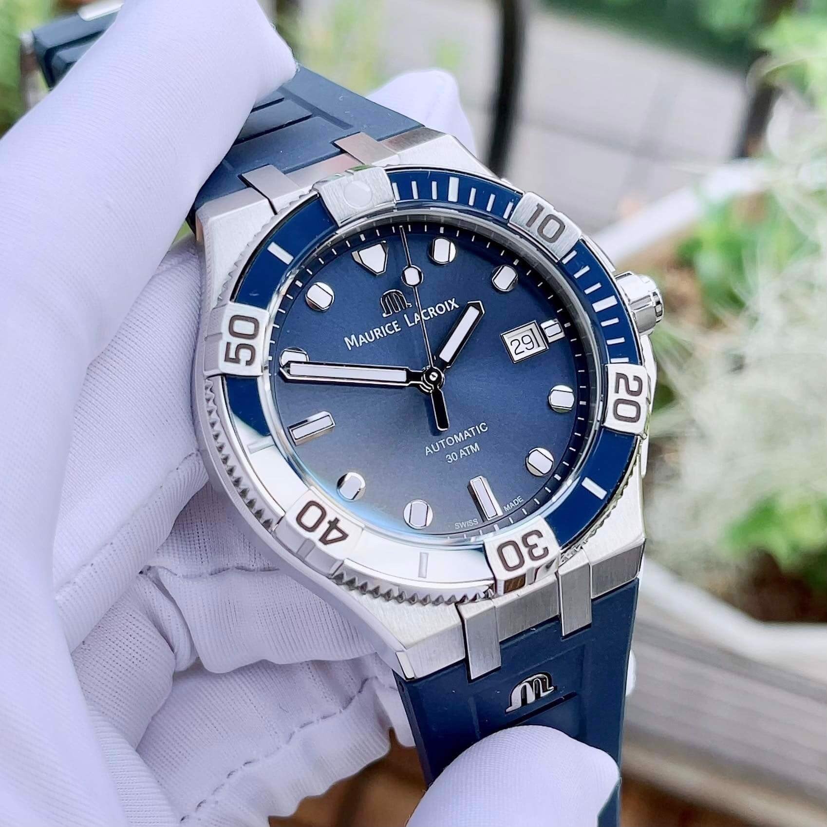  Shop Authentic Maurice Lacroix Aikon Venturer Blue Dial Blue Rubber Strap Watch for Men - AI6058-SS001-430-1 - Luxxuri