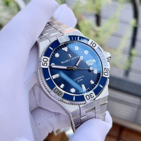  Shop Authentic Maurice Lacroix Aikon Venturer Blue Dial Silver Steel Strap Watch for Men - AI6058-SS002-430-1 - Luxxuri