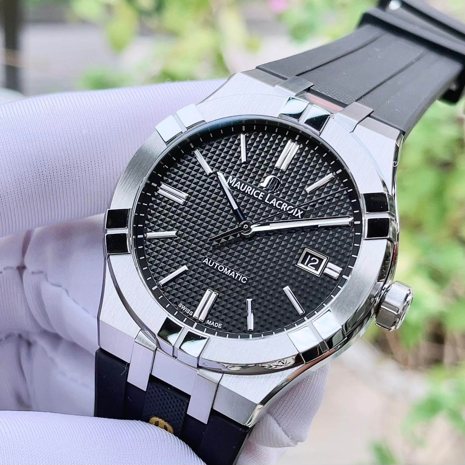  Shop Authentic Maurice Lacroix Aikon Automatic Chronograph Black Dial Black Leather Strap Watch for Men - AI1808-SS000-330-2 - Luxxuri