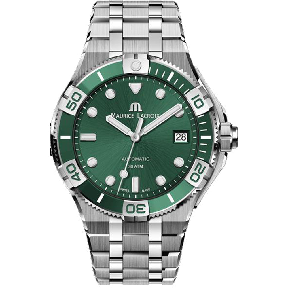  Shop Authentic Maurice Lacroix Aikon Venturer Green Dial Silver Steel Strap Watch for Men - AI6057-SSL52-630-1 - Luxxuri