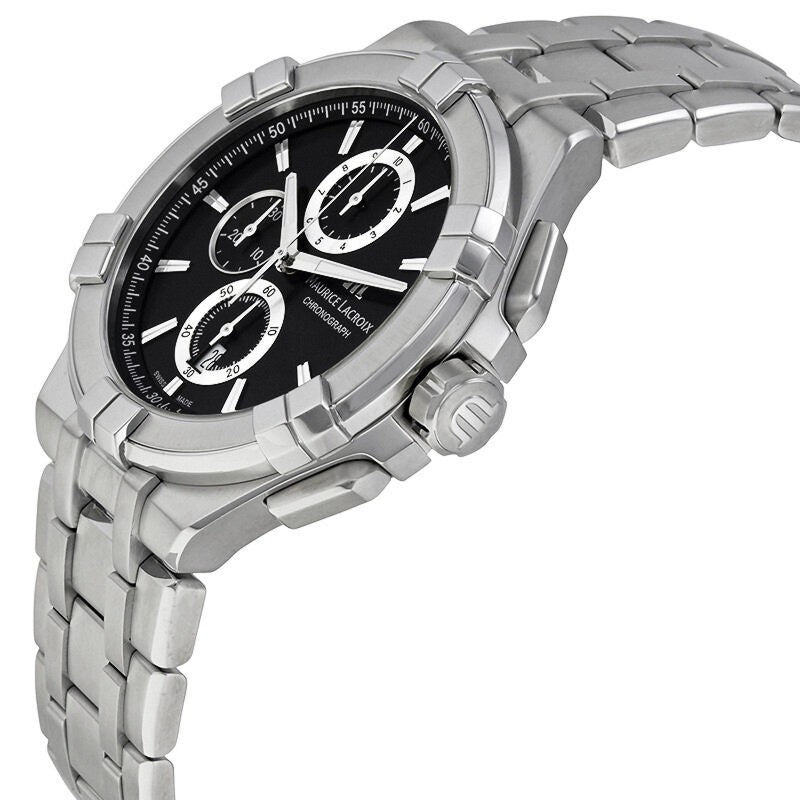  Shop Authentic Maurice Lacroix Aikon Chronograph Black Dial Silver Steel Strap Watch for Men - AI1018-SS002-330-1 - Luxxuri