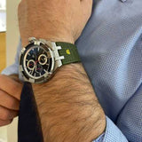  Shop Authentic Maurice Lacroix Aikon Chronograph Black Dial Green Leather Strap Watch for Men - AI1018-PVB21-330-1 - Luxxuri