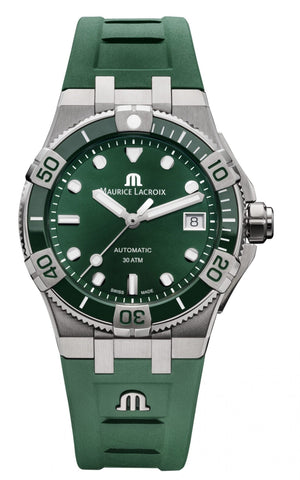  Shop Authentic Maurice Lacroix Aikon Venturer Green Dial Green Rubber Strap Watch for Men - AI6057-SSL50-630-5 - Luxxuri