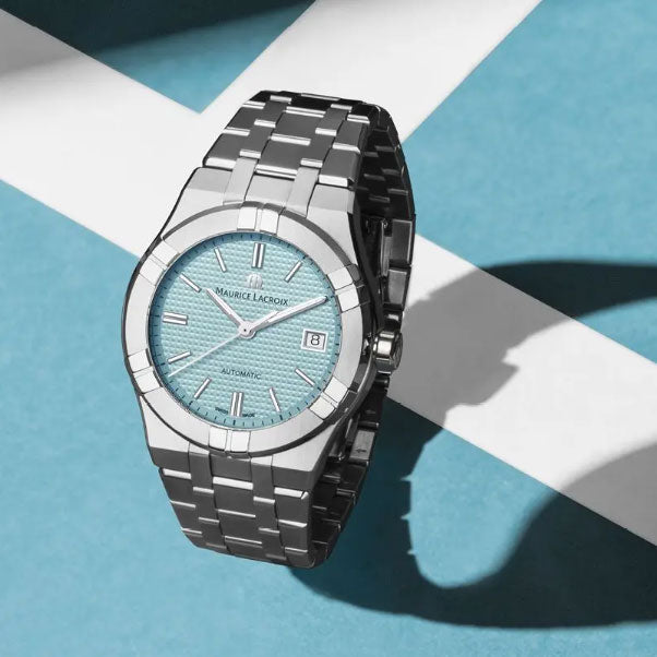  Shop Authentic Maurice Lacroix Aikon Automatic Limited Summer Edition Blue Dial Silver Steel Strap Watch For Men - AI6008-SS00F-431-1 - Luxxuri